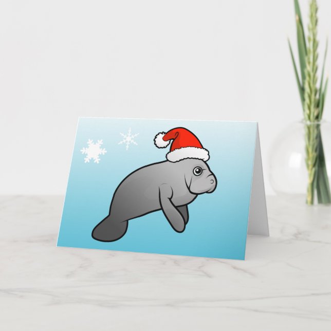 Jul Manatee Santa Helgkort (Framsida)
