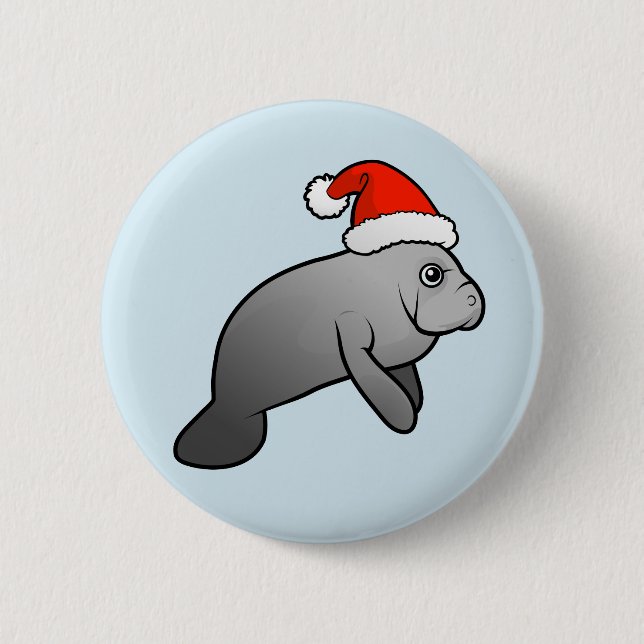Jul Manatee Santa Knapp (Framsida)