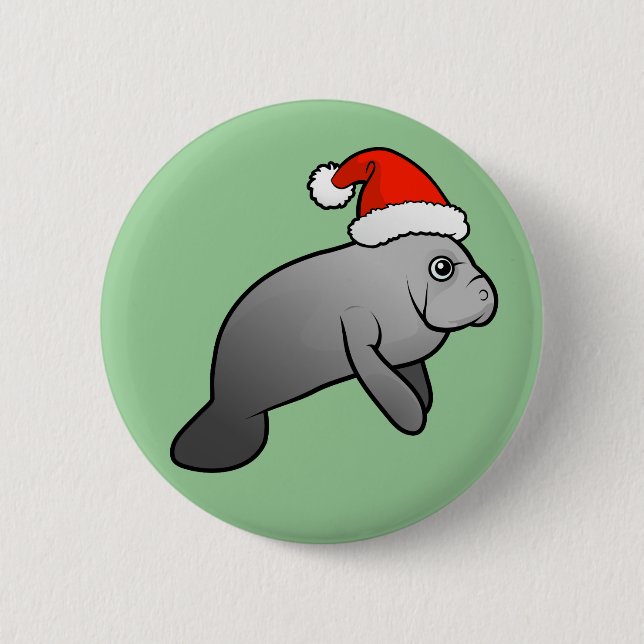 Jul Manatee Santa Knapp (Framsida)