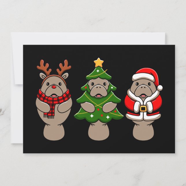 Jul Manatrio Santa Ren Träd Xmas Inbjudningar (Framsida)
