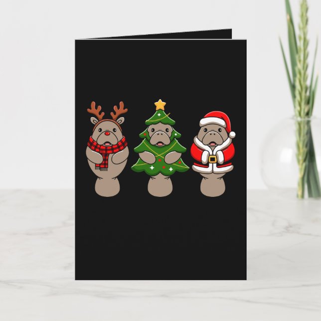 Jul Manatrio Santa Ren Träd Xmas Kort (Framsida)