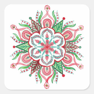 jul Mandala Snowflake Stickers Fyrkantigt Klistermärke