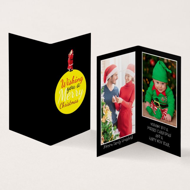 Jul Måne, familjefollkort Julkort Visitkort (In- och utsida)