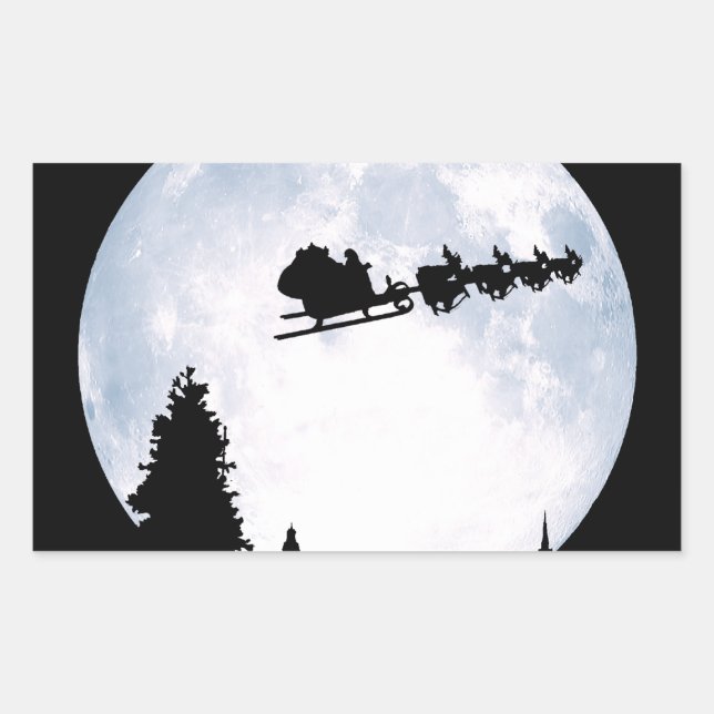Jul Måne Rektangulärt Klistermärke (Framsida)