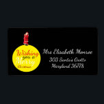 Jul Måne som önskar dig en God jul Fraktsedel<br><div class="desc">Jul Måne önskar dig en God jul-adressetikett. Denna märkning är vibrerande och hand plockade-utformningen har Jultomten och Claus anslöt sig till en gult måne. Denna unika juletikett kommer säkert att vara till nytta för alla mottagare.</div>