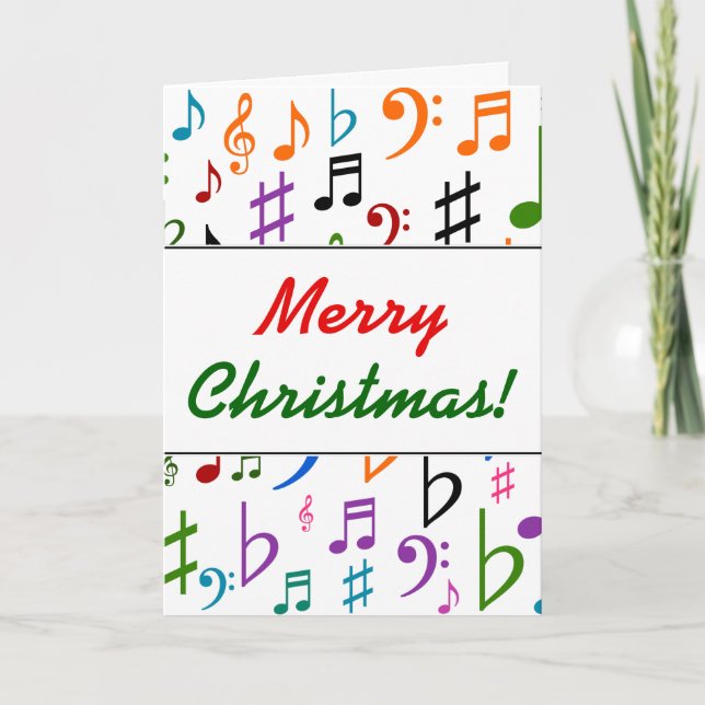 Jul; många färgstarka Musik noter och symboler Helgkort (Framsida)