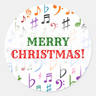 Jul; många färgstarka Musik noter och symboler Runt Klistermärke