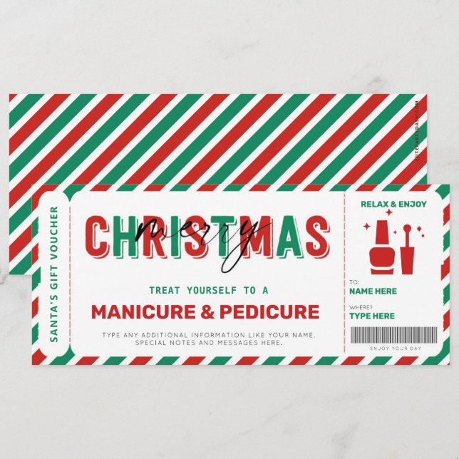 Jul Manicuure Pedicure Gift Voucher Mani Pedi (Fram/baksida)