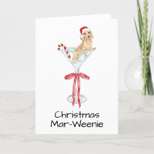 Jul Mar-Weenie Dachshund Hund Watercolor Tack Kort