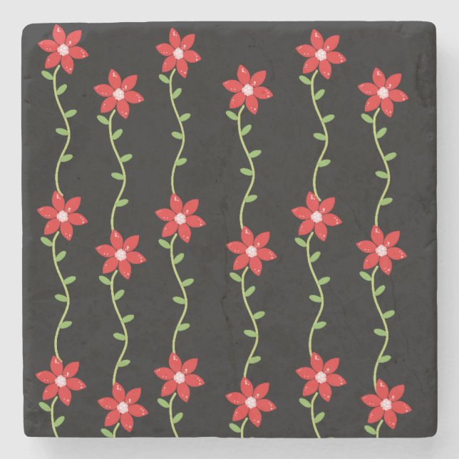 Jul Marble Stone Underlägg, Poinsettia Stenunderlägg (Framsidan)