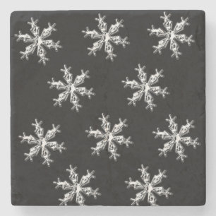 Jul Marble Stone Underlägg, Snöflingor Black Stenunderlägg