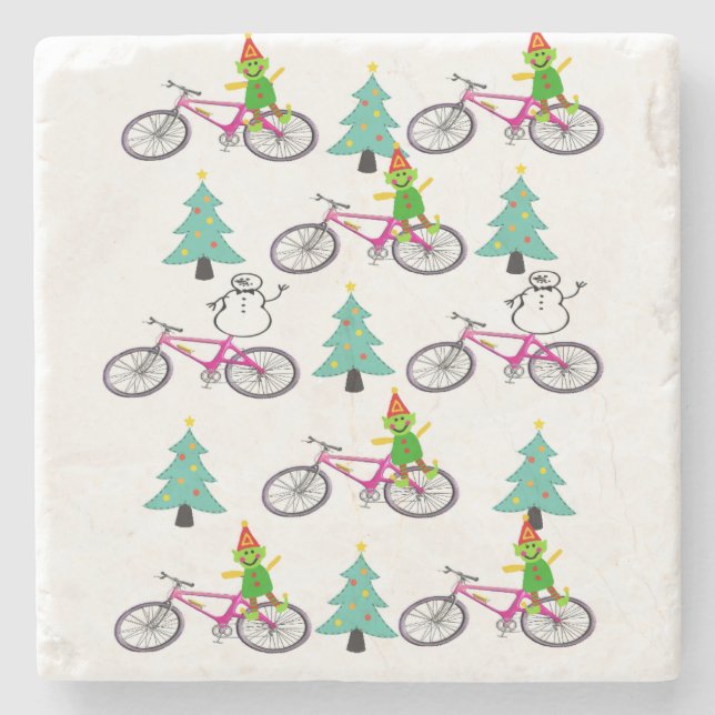 Jul Marble Stone Underlägg, Snögubbe Elf Stenunderlägg (Framsidan)