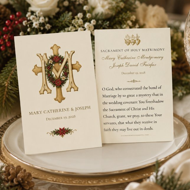 Jul Marian Monogram Katolsk Bröllopspresent Visitkort (Skapare uppladdad)
