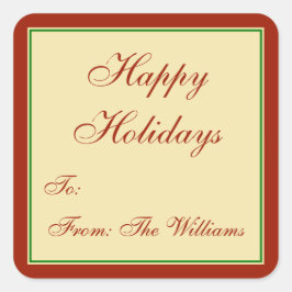 Jul-Märkre-stift för rödGröntars Personlig Fyrkantigt Klistermärke