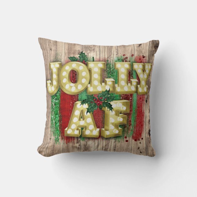 Jul Marquee Ljus Funny Jolly AF Holly Kudde (Framsida)