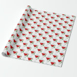 Jul Martini Cocktail med candy cane Presentpapper<br><div class="desc">Röd martini-dryck på vit bakgrund med jul-candy cane och grönt-båge</div>