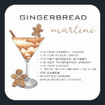 Jul Martini Cocktail Recipe Gingerbröd Fyrkantigt Klistermärke<br><div class="desc">Den här designen kan vara personlig i det område som tillhandahålls genom att ändra fotot och/eller text. Du kan också anpassa den genom att klicka på Anpassa den här mallen och sedan välja klicka för att anpassa ytterligare alternativ och ta bort eller ändra färg i bakgrunden, lägga till text, ändra...</div>