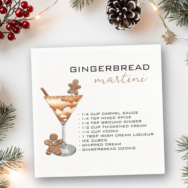 Jul Martini Cocktail Recipe Gingerbröd Pappersservett (Skapare uppladdad)