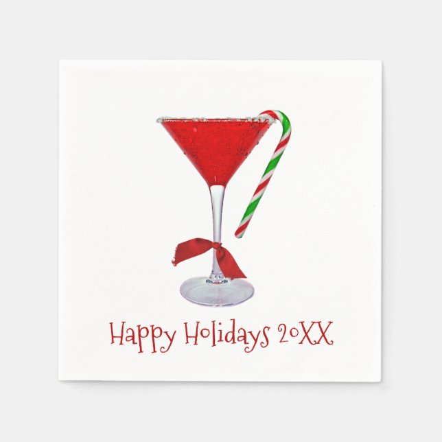 Jul Martini Glass med Bow Pappersservett (Framsidan)