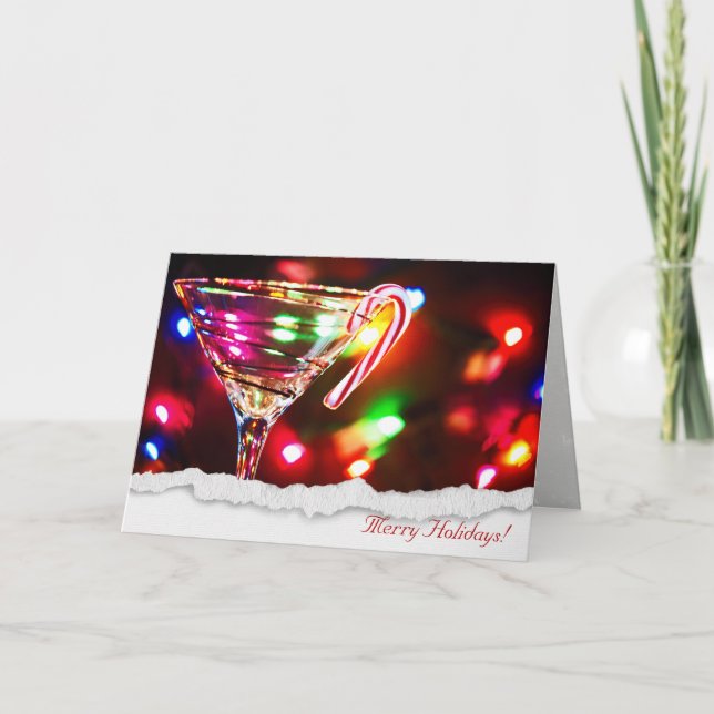 Jul Martini med candy cane Helgkort (Framsida)