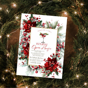 Jul Martini Poinsettia Högtidsfest Öppet hus Inbjudningar