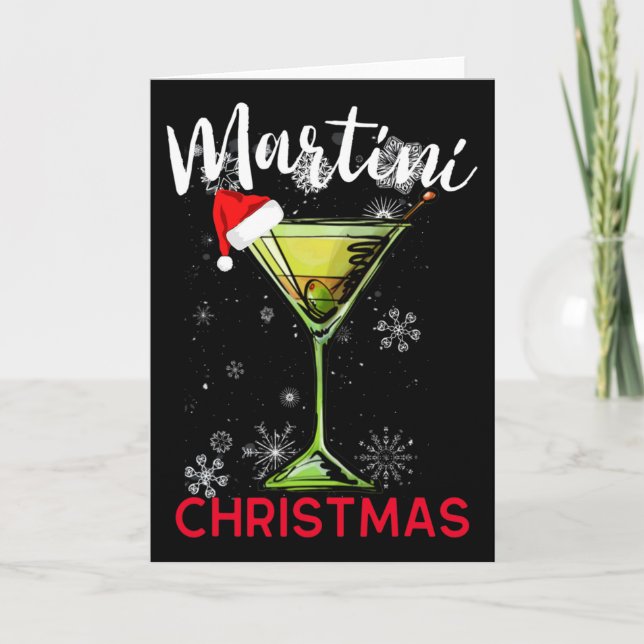 Jul Martini Svans Glad Timme Rolig Dryck Gåva Kort (Framsida)
