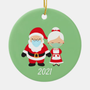 Jul-Mask-tomten i Ansikte och Claus Julgransprydnad Keramik