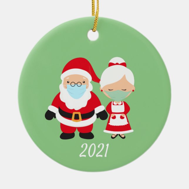 Jul-Mask-tomten i Ansikte och Claus Julgransprydnad Keramik (Framsidan)