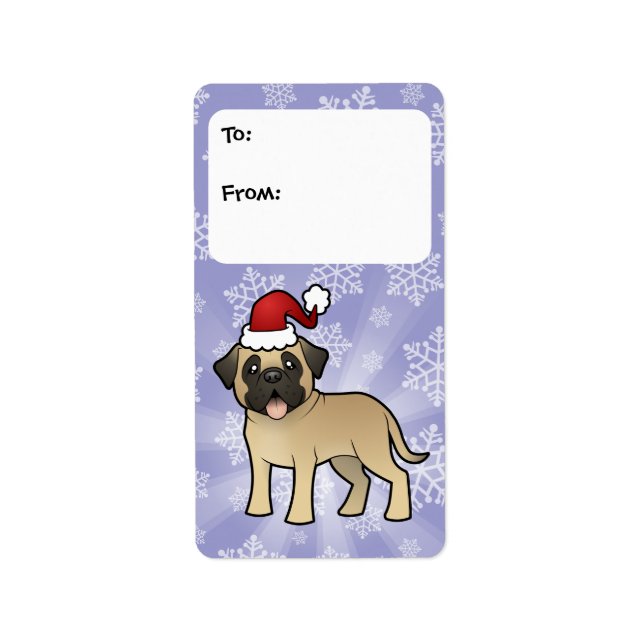 Jul Mastiff / Bullmastiff Adressetikett (Framsidan)