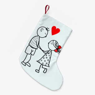 Jul-match med Cute Couple - Ditt Färg Liten Julstrumpa
