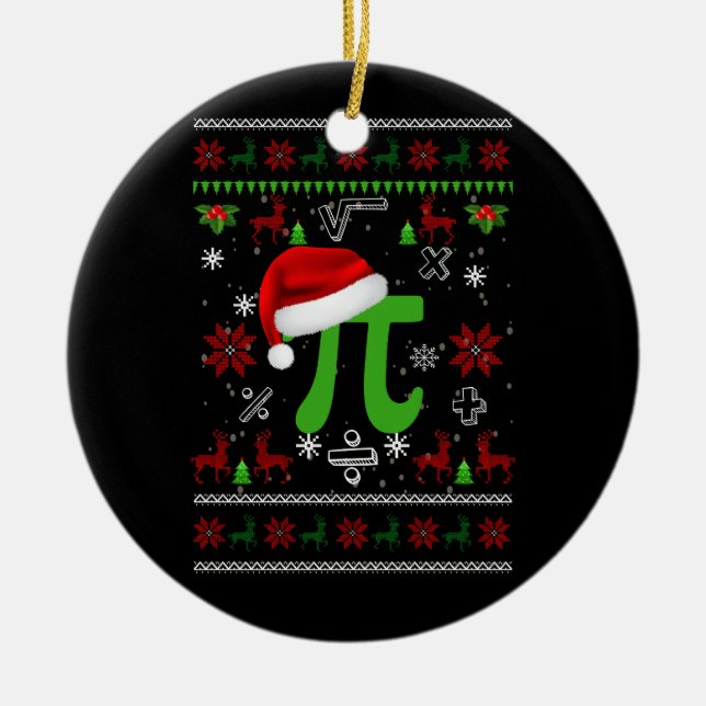 Jul Math Pi Santa Hat Costume Julafton Ugly Math Julgransprydnad Keramik (Framsidan)