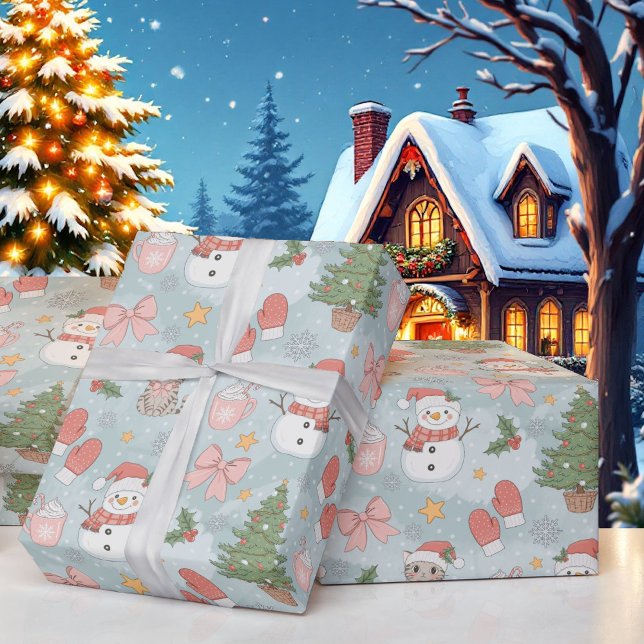 Jul med Cats Snögubbars Cookies & Mjölk Presentpapper (Skapare uppladdad)