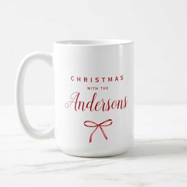 Jul med familjen - rödband kaffemugg (Vänster)