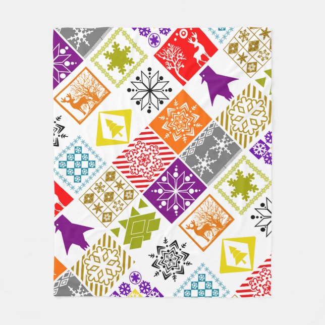 Jul med flera färgader fleecefilt (Framsidan)