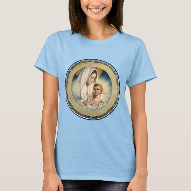 Jul med gammaldags religiös prägel, Madonnan och b T Shirt (Framsida)