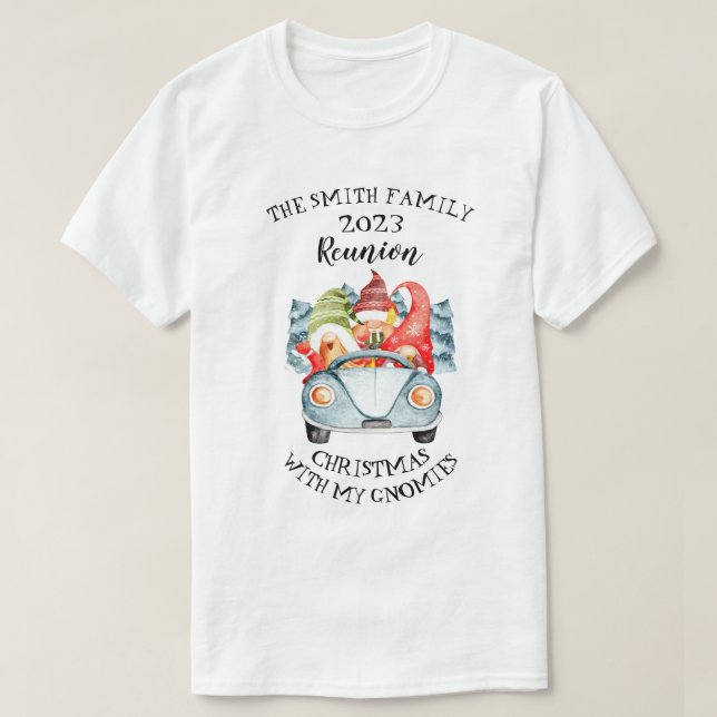 Jul med Gnomies-familjen, julåterförening T Shirt (Design framsida)