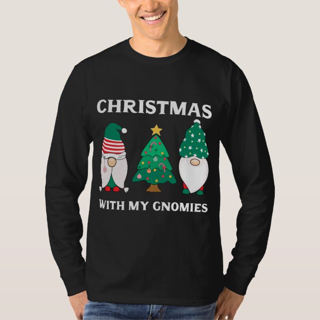 Jul med Gnomies Funny Gnome Pun Julafton Gno T Shirt (Framsida)