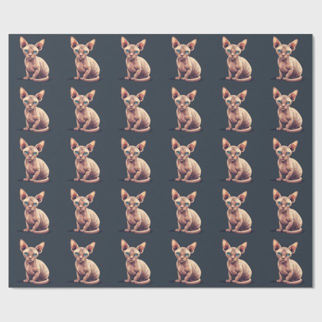 Jul med hårlös katt sphynx presentpapper (Platt)