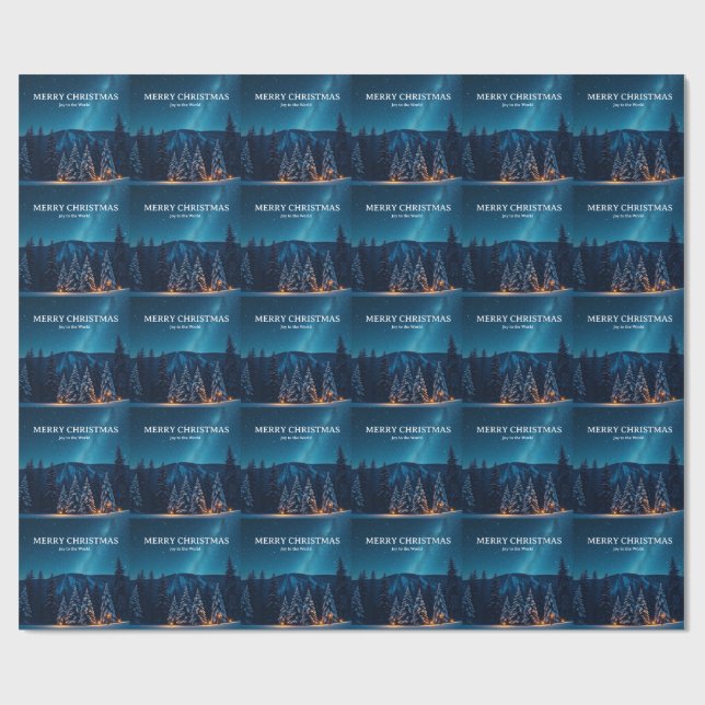 Jul med himmelska månfaser, vinternatt presentpapper (Platt)