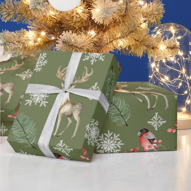 Jul med hjort skogstema presentpapper (Helgdagar)