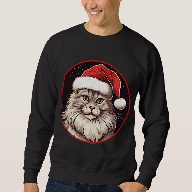 Jul med katt lång ärmad tröja (Framsida)