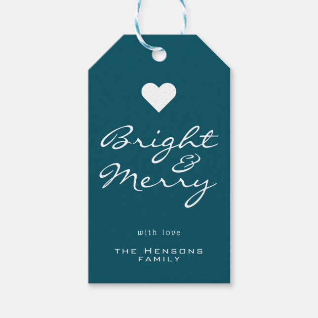 Jul med ljussken och god skript, blå Grönt Namn Presentetikett (Framsidan)