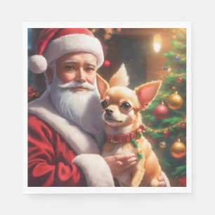 Jul med lycklig chihuahua hund pappersservett