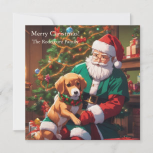 Jul med lycklig hund julkort