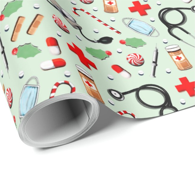 Jul med medicinskt tema presentpapper (Rullad Hörn)