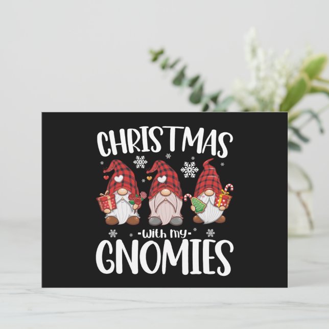 Jul med min Gnomies Buffalo Red Plade Gnome Inbjudningar (Stående Fram)