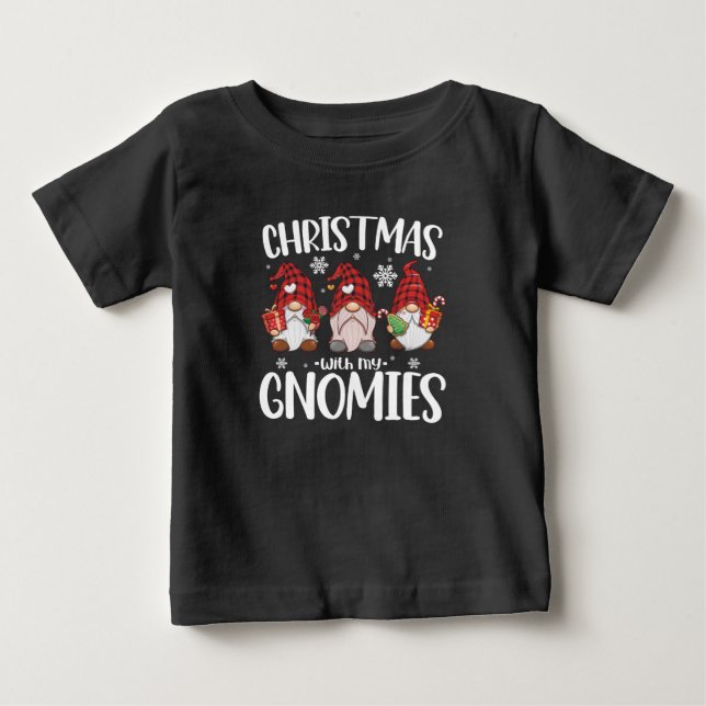 Jul med min Gnomies Buffalo Red Plade Gnome T Shirt (Framsida)
