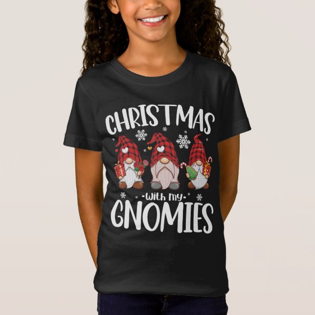 Jul med min Gnomies Buffalo Red Plade Gnome T Shirt (Framsida)