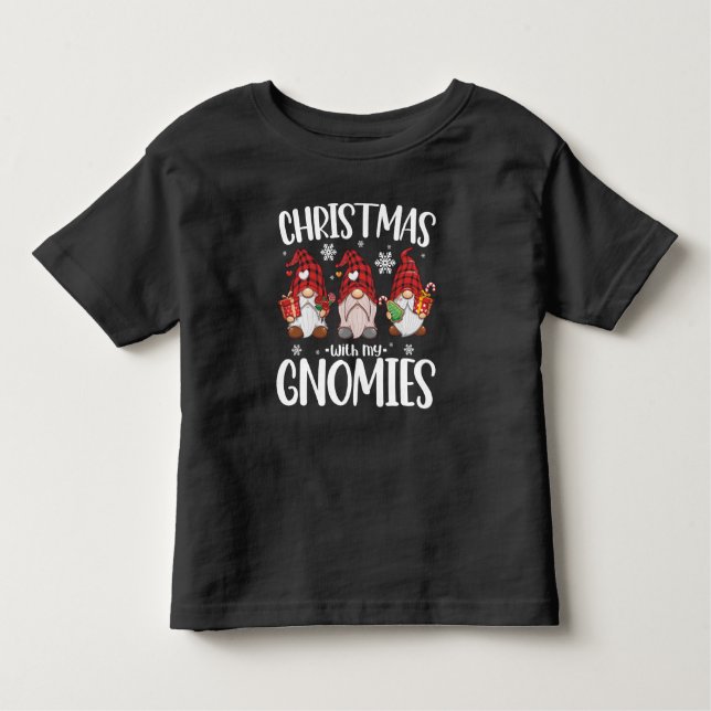 Jul med min Gnomies Buffalo Red Plade Gnome T Shirt (Framsida)