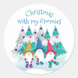 Jul med min Gnomies Roligt Cute Helgdag Gnome Runt Klistermärke